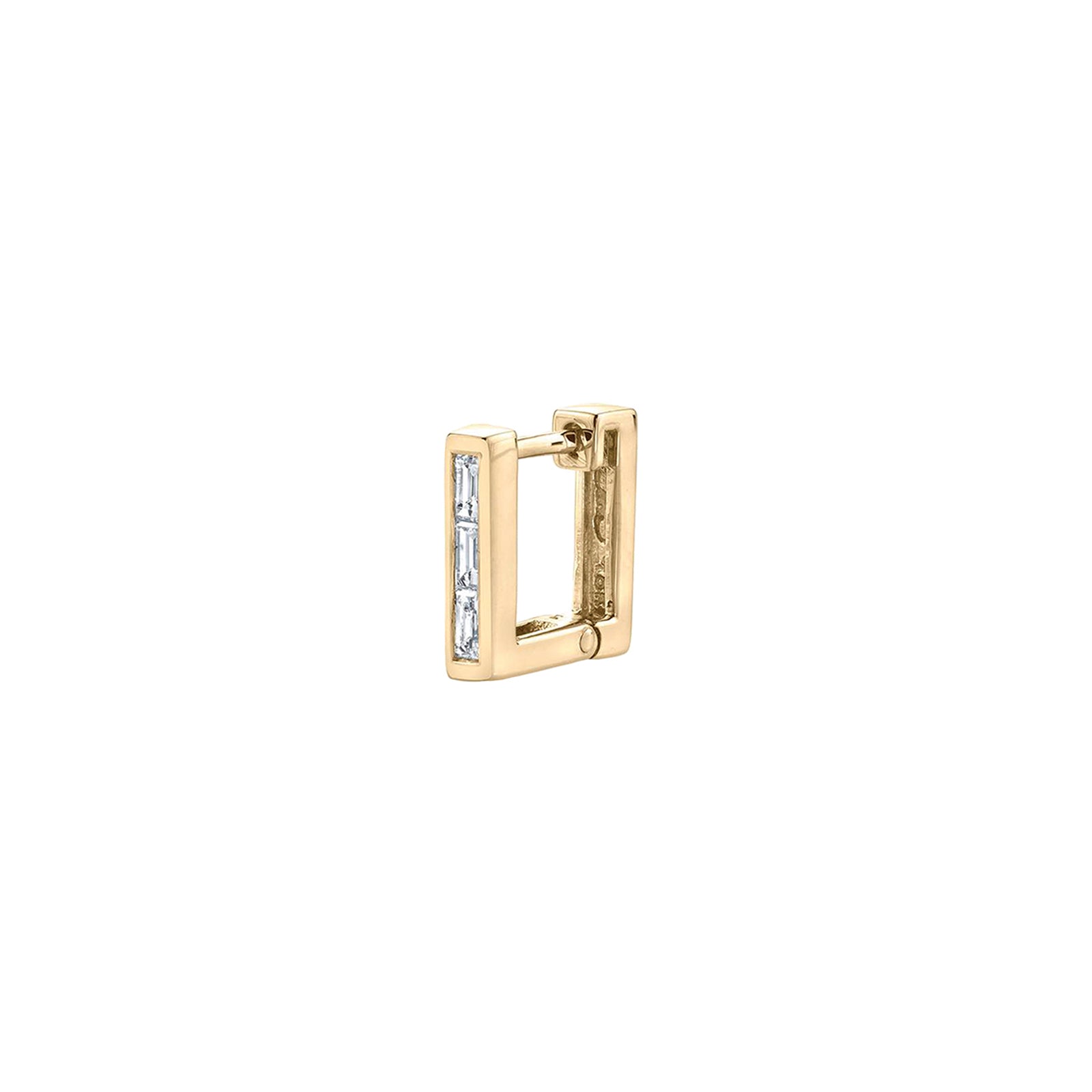 Lizzie Mandler Petit Square Diamond Huggie - Earrings - Broken English Jewelry