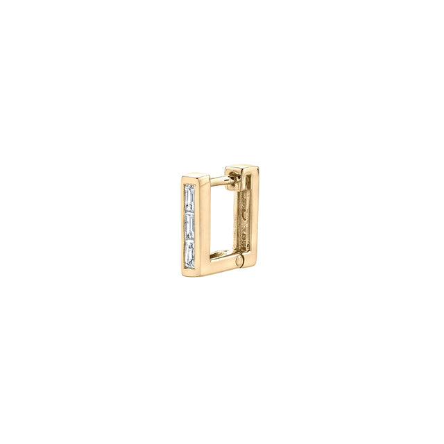 Lizzie Mandler Petit Square Diamond Huggie - Earrings - Broken English Jewelry
