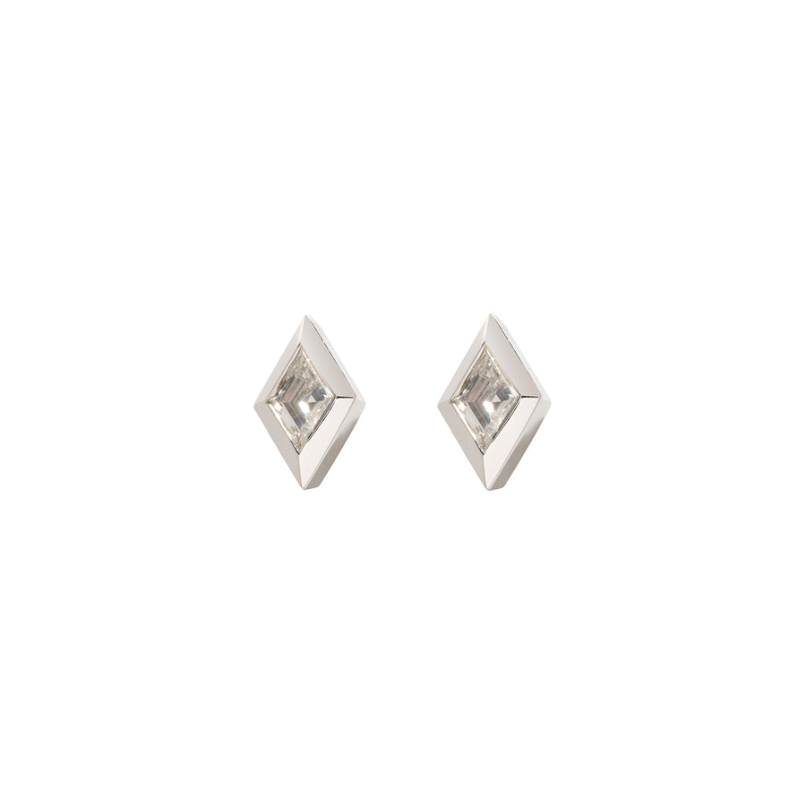 Azlee Lozenge Bezel Diamond Studs - Earrings - Broken English Jewelry