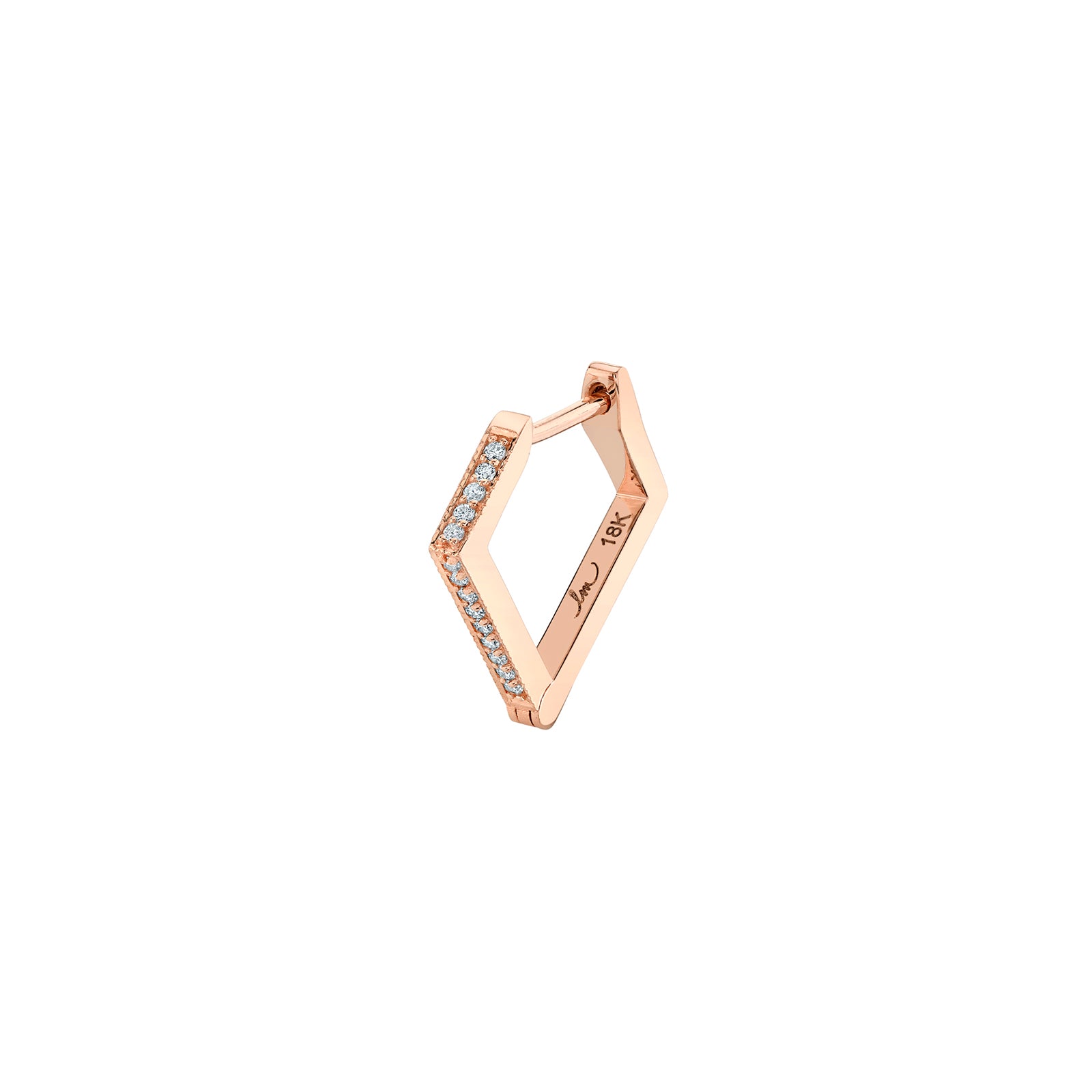 Lizzie Mandler Angled Diamond Huggie - Rose Gold - Broken English Jewelry