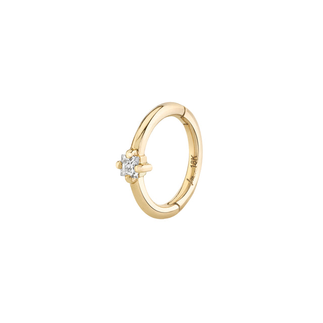 Lizzie Mandler Seamless Princess Cut Diamond Huggie - 6.5mm - Earrings - Broken English Jewelry