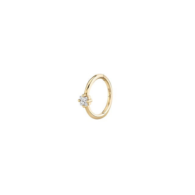 Lizzie Mandler Seamless Princess Cut Diamond Huggie - 8mm - Earrings - Broken English Jewelry