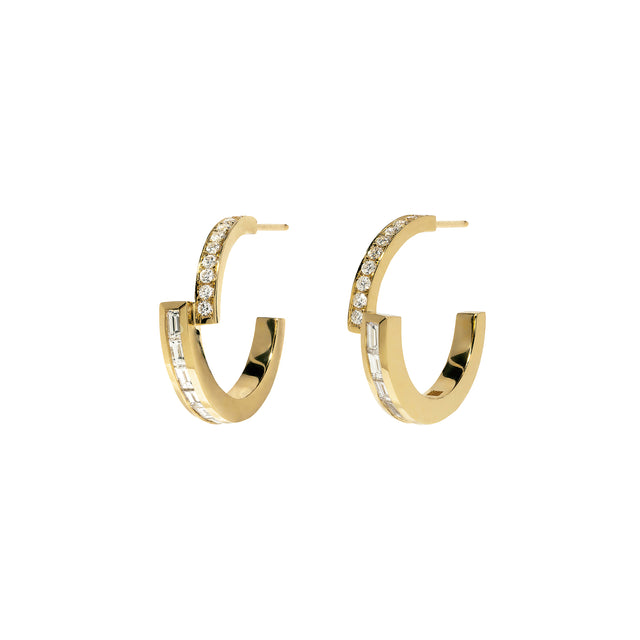 Āzlee Mixed Cut Hoops - Diamond - Earrings - Broken English Jewelry
