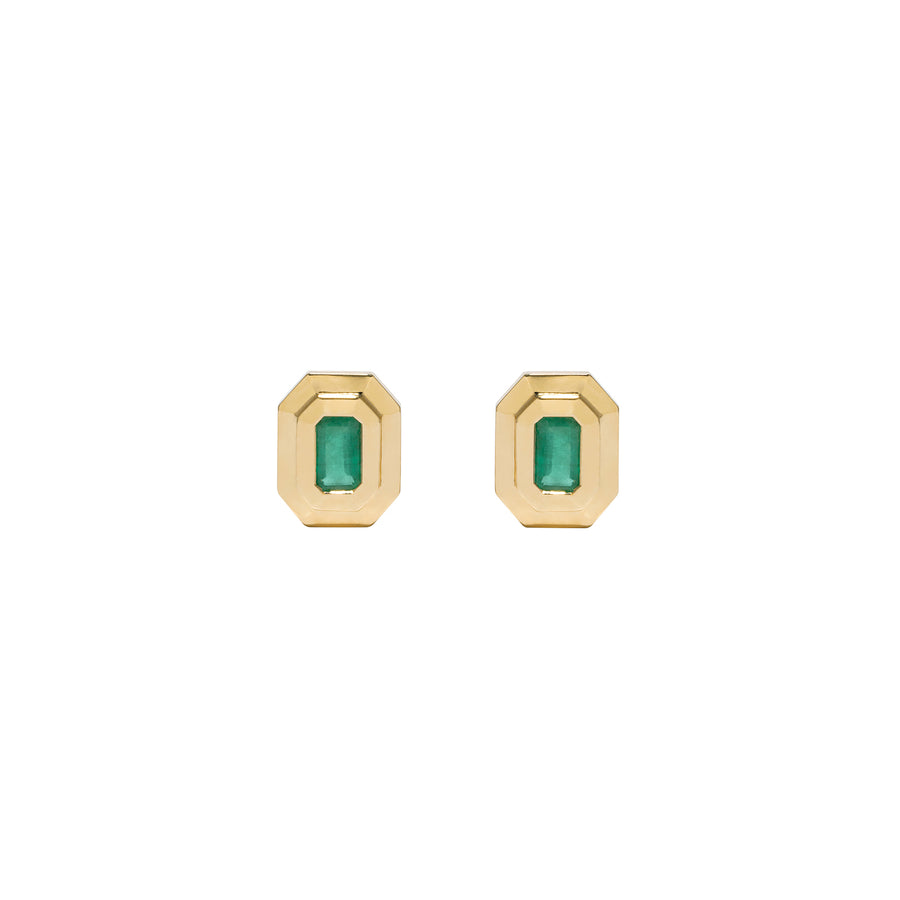 Āzlee Staircase Studs - Emerald - Earrings - Broken English Jewelry