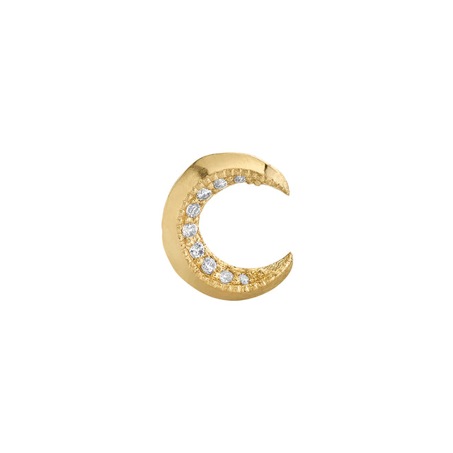 Lizzie Mandler Knife Edge Crescent Stud - White Diamond - Broken English Jewelry