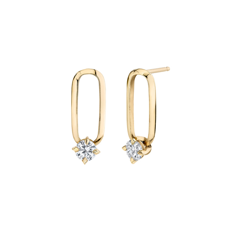 Lizzie Mandler Knife Edge XL Diamond Link Earrings - Yellow Gold - Broken English Jewelry