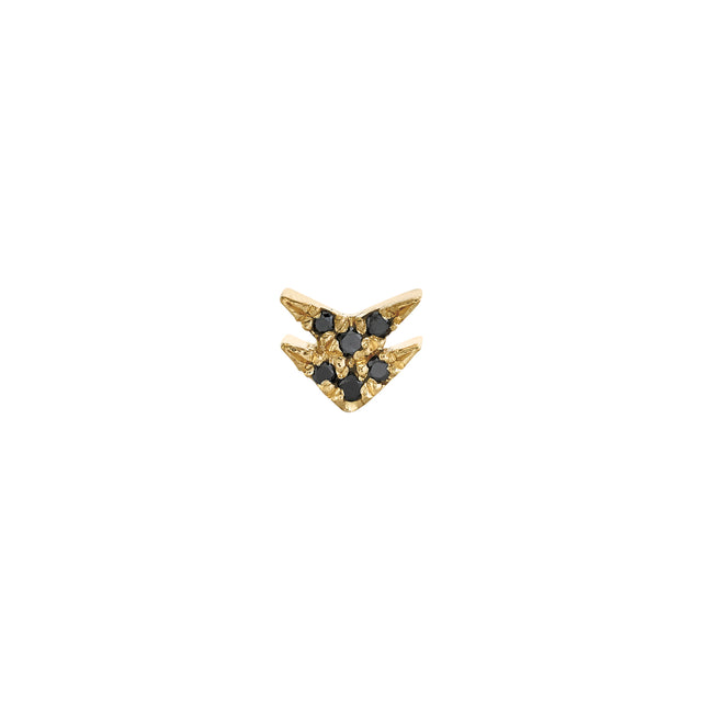 Lizzie Mandler Double Black Diamond Pave V Stud - Yellow Gold - Broken English Jewelry