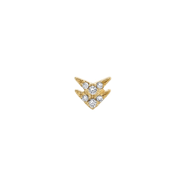 Lizzie Mandler Double Diamond Pave V Stud - Yellow Gold - Broken English Jewelry