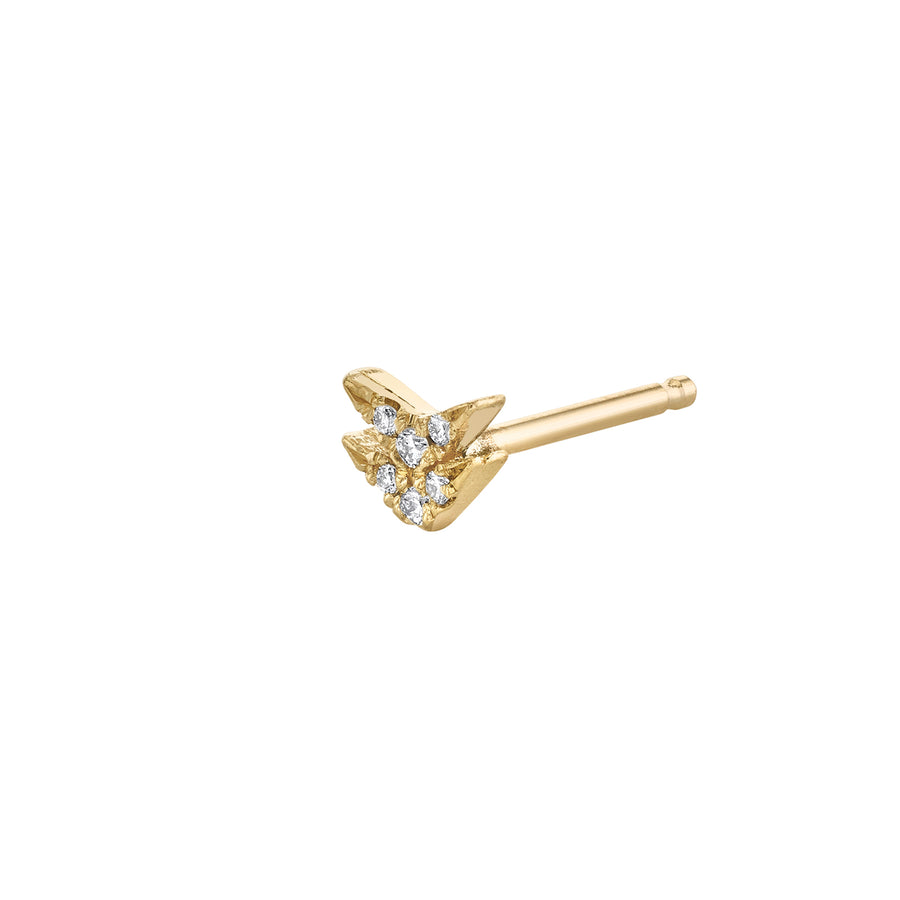 Lizzie Mandler Double Diamond Pave V Stud - Yellow Gold - Broken English Jewelry