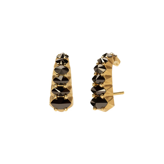 Graduated Pointed Black Diamond Earrings - Main Img