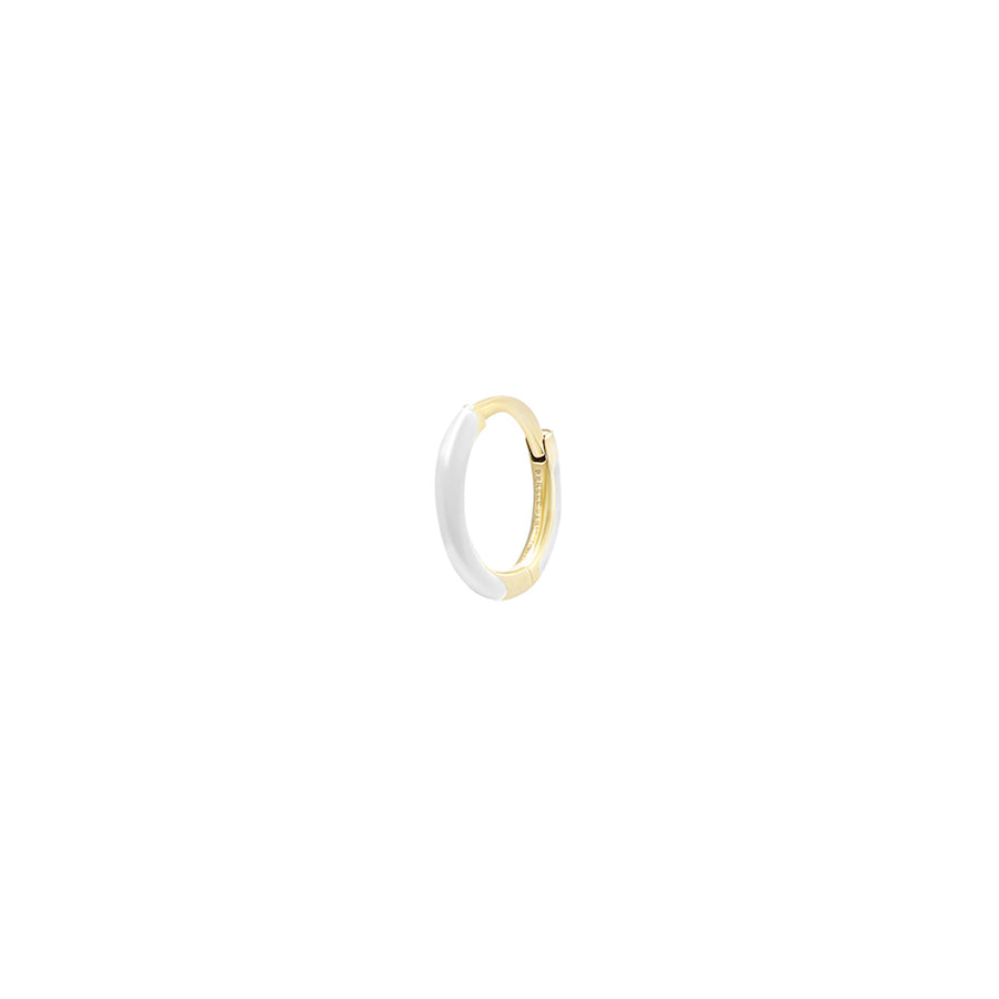 Persée Paris Enamel White Hoop - Yellow Gold - Earrings - Broken English Jewelry