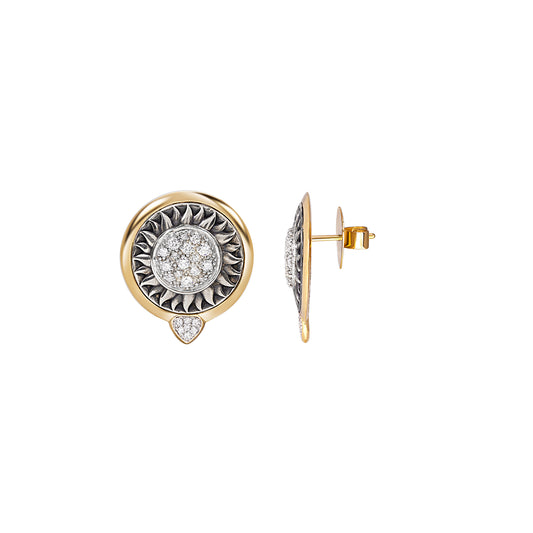 Soleil Silver Stud Earrings - Diamond