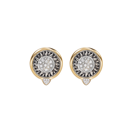 Soleil Silver Stud Earrings - Diamond - Main Img