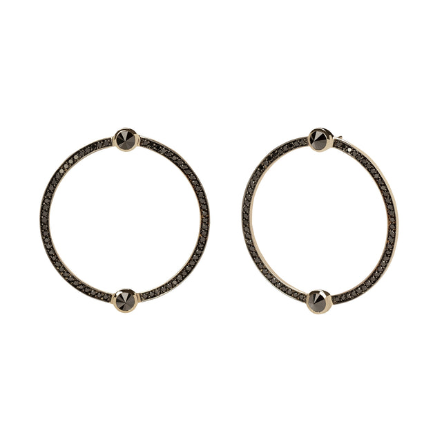 Ara Vartanian Pointed Black Diamond Hoops - Broken English Jewelry