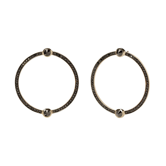 Pointed Black Diamond Hoops - Main Img