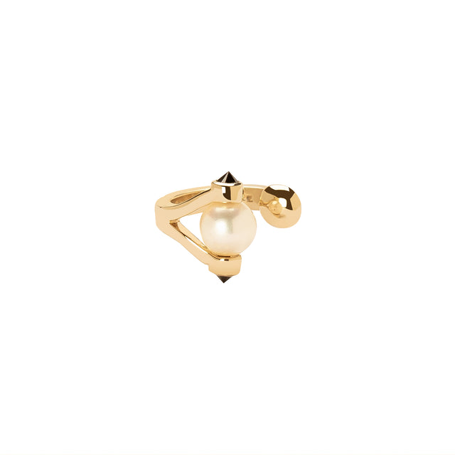 Ara Vartanian Pearl & Black Diamond Earcuff - Earrings - Broken English Jewelry