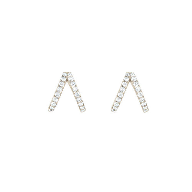 Carbon & Hyde Split Huggies - White Gold - Earrings - Broken English Jewelry