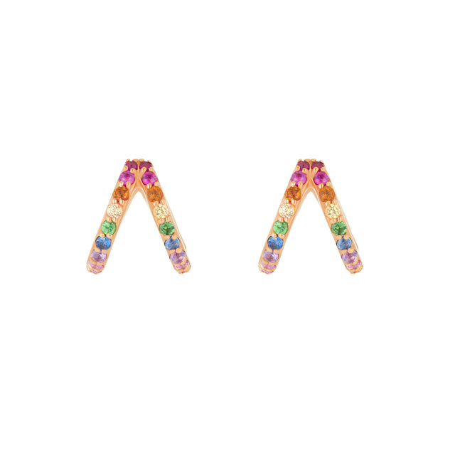 Rainbow Split Huggies - Rose Gold by Carbon & Hyde - Earrings - Broken English Jewelry