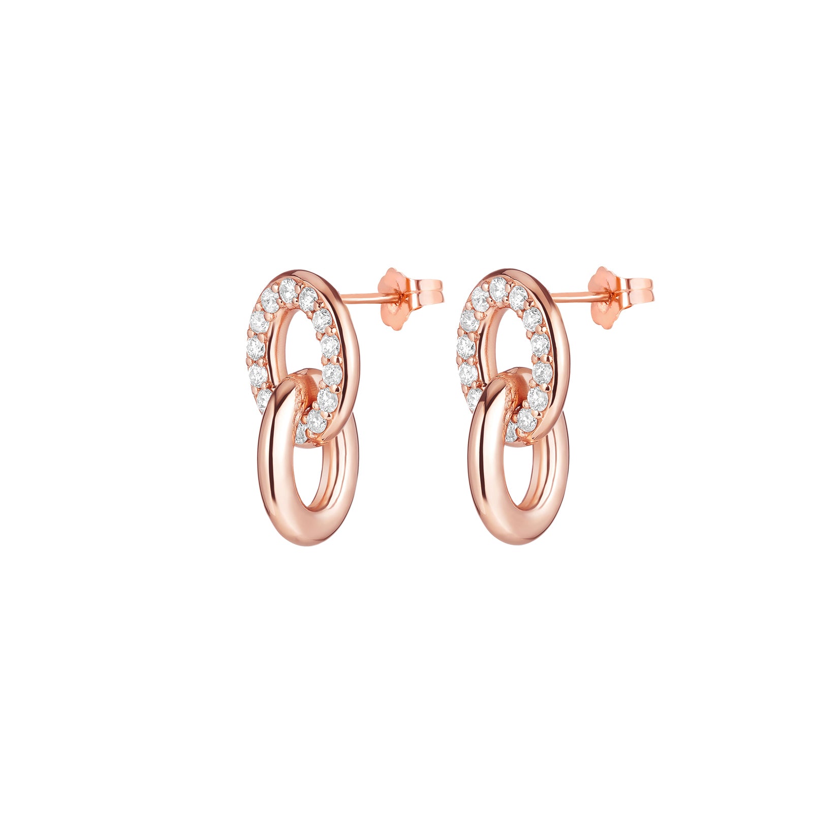 Carbon & Hyde Linked Earrings - Rose Gold - Earrings - Broken English Jewelry