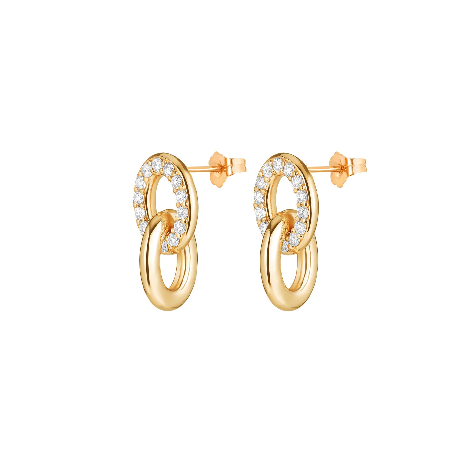 Carbon & Hyde Linked Earrings - Yellow Gold - Earrings - Broken English Jewelry