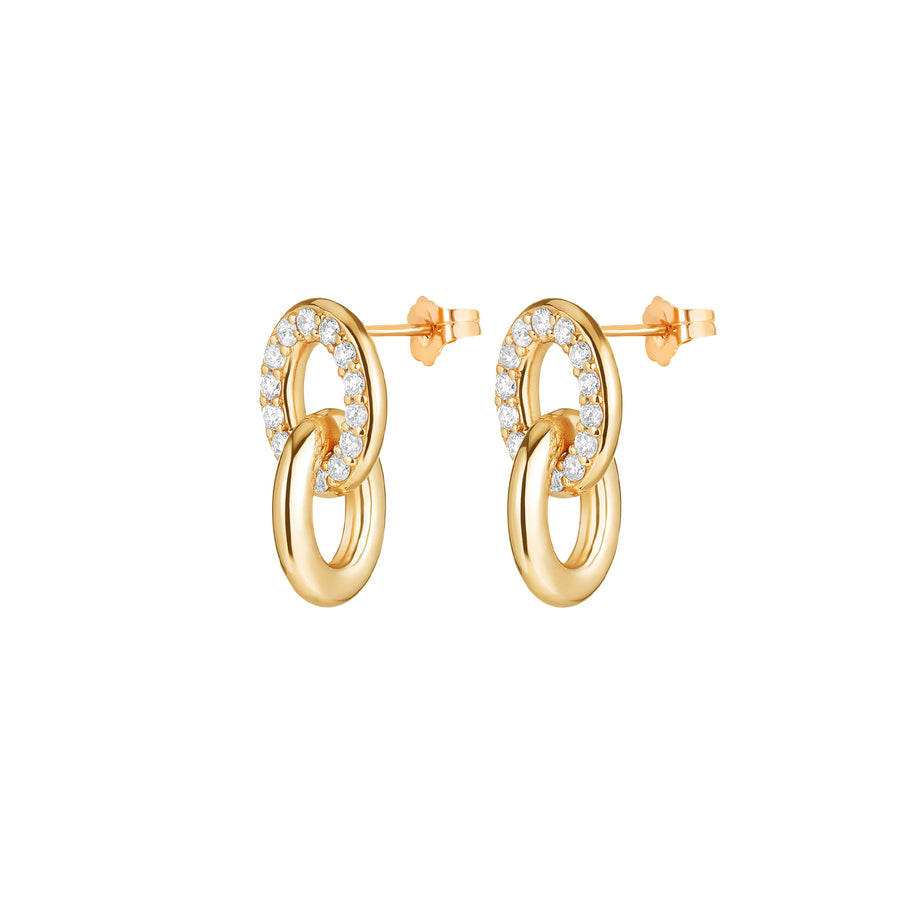 Carbon & Hyde Linked Earrings - Yellow Gold - Earrings - Broken English Jewelry