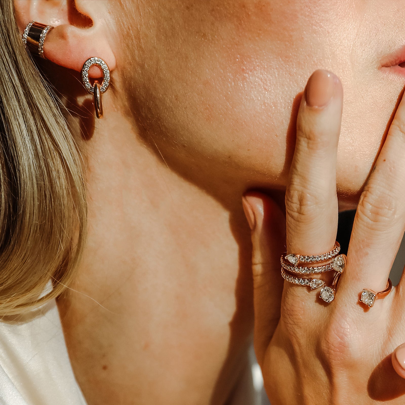 Carbon & Hyde Linked Earrings - Yellow Gold - Earrings - Broken English Jewelry