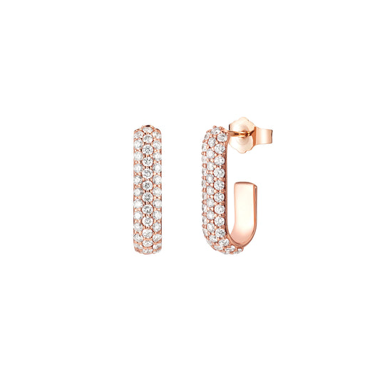 XL Diamond Pin Hoops - Rose Gold - Main Img