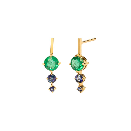 Dot Earrings - Emerald & Sapphire - Main Img