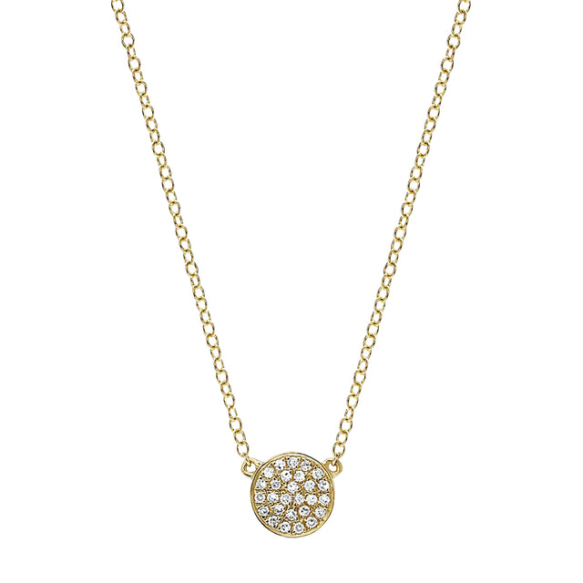 EF Collection Mini Diamond Disk Necklace - Yellow Gold - Broken English Jewelry