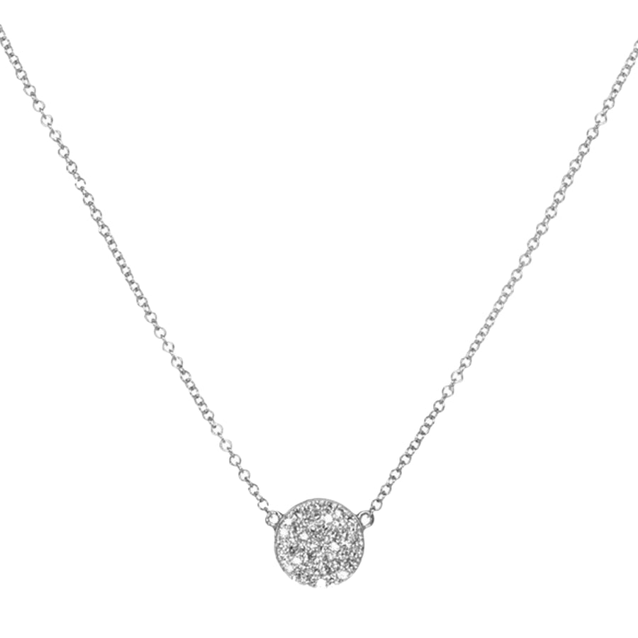 EF Collection Diamond Disk Necklace - White Gold - Broken English Jewelry