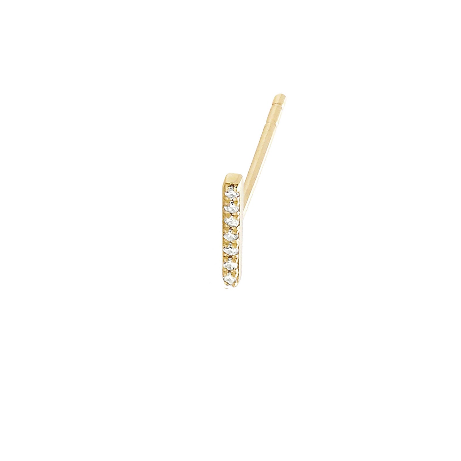 EF Collection Mini Bar Stud - Yellow Gold - Earrings - Broken English Jewelry