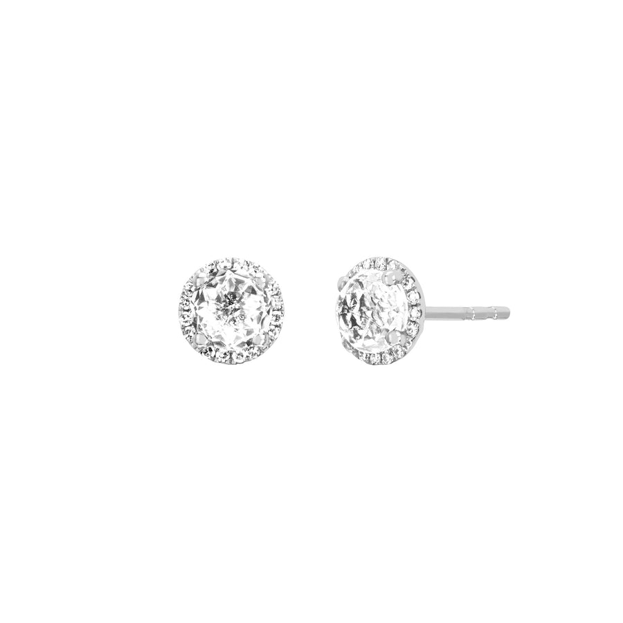 EF Collection Diamond & White Topaz Studs - White Gold - Earrings - Broken English Jewelry