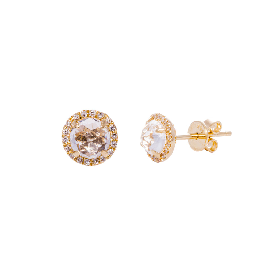 EF Collection Diamond & White Topaz Studs - Gold - Broken English Jewelry