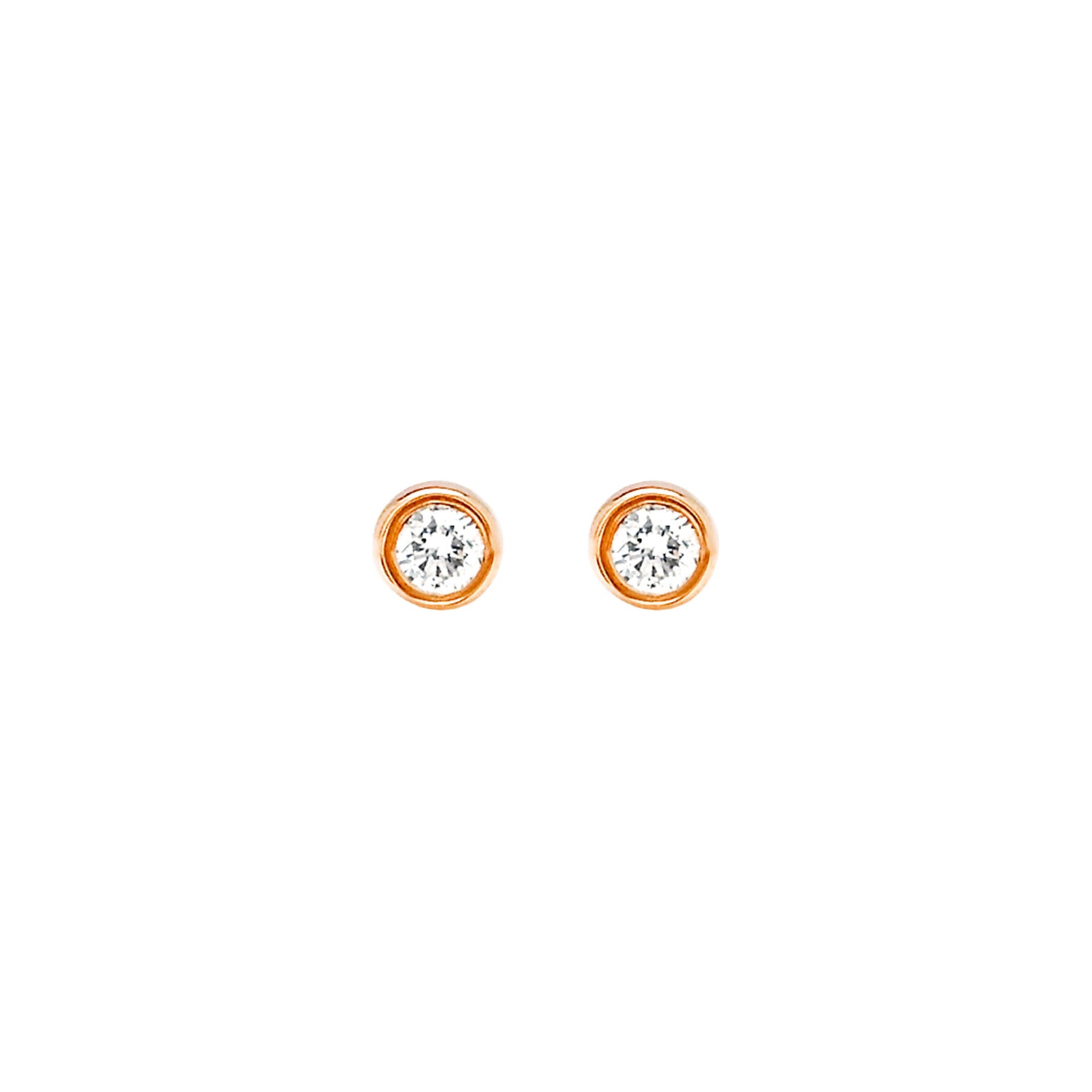 EF Collection Diamond Bezel Studs - Rose Gold - Earrings - Broken English Jewelry