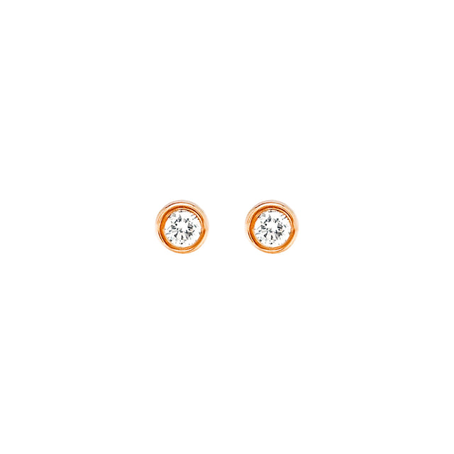 EF Collection Diamond Bezel Studs - Rose Gold - Earrings - Broken English Jewelry