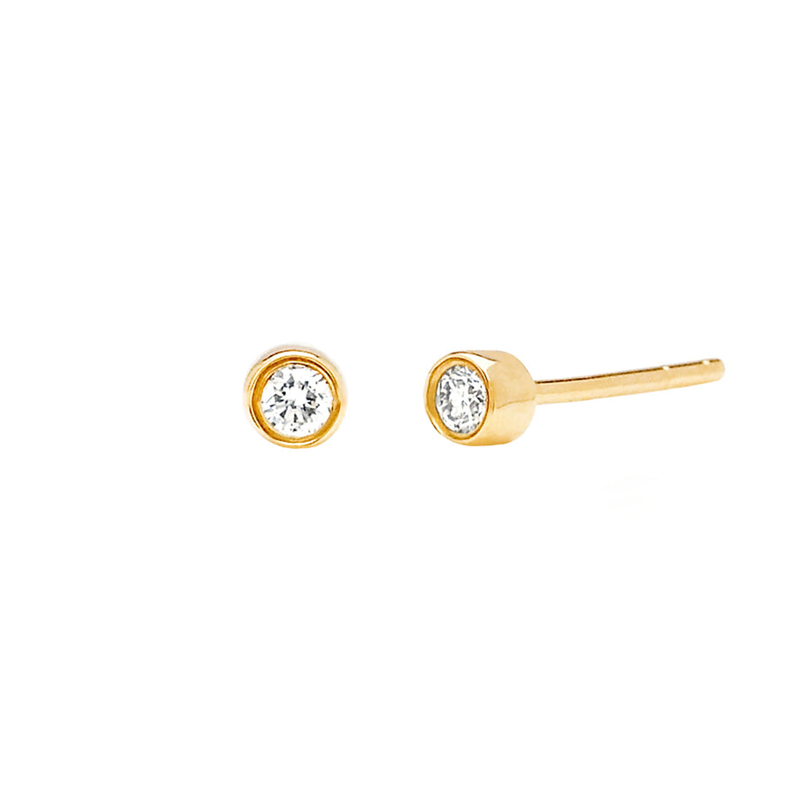 EF Collection Diamond Bezel Studs - Yellow Gold - Earrings - Broken English Jewelry