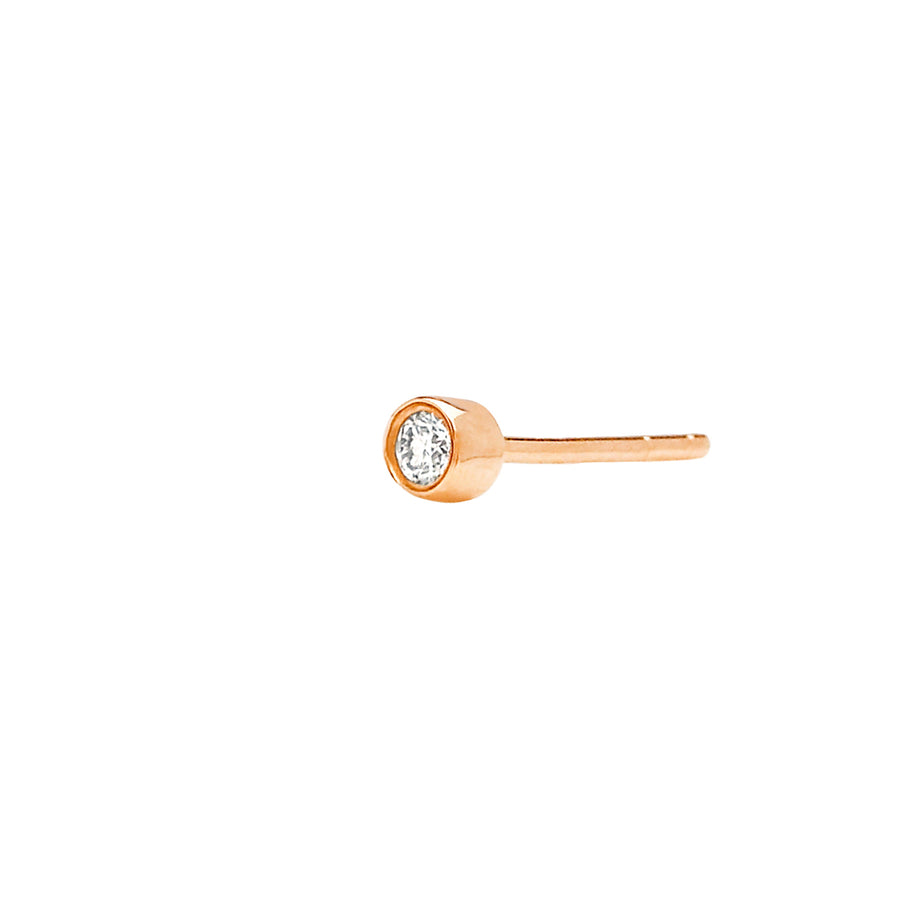 EF Collection Diamond Bezel Stud - Rose Gold - Earrings - Broken English Jewelry