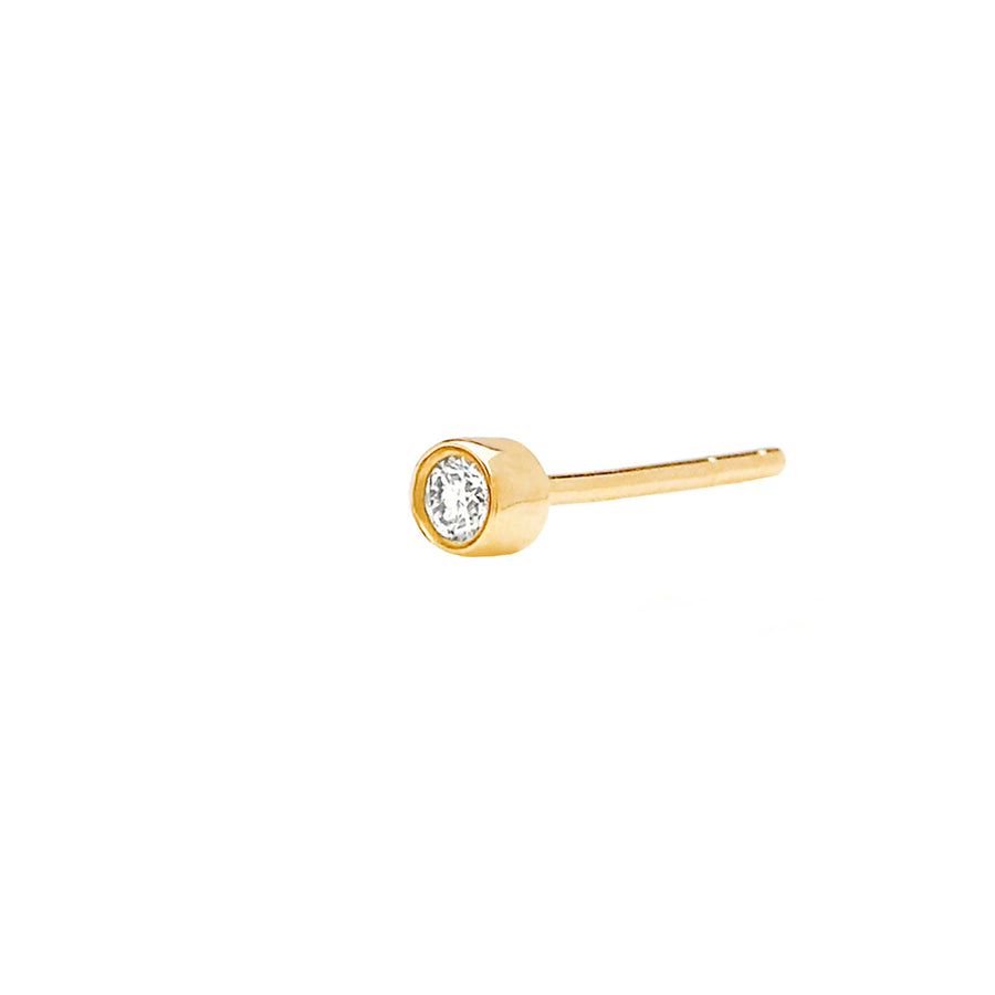 EF Collection Diamond Bezel Stud - Yellow Gold - Broken English Jewelry