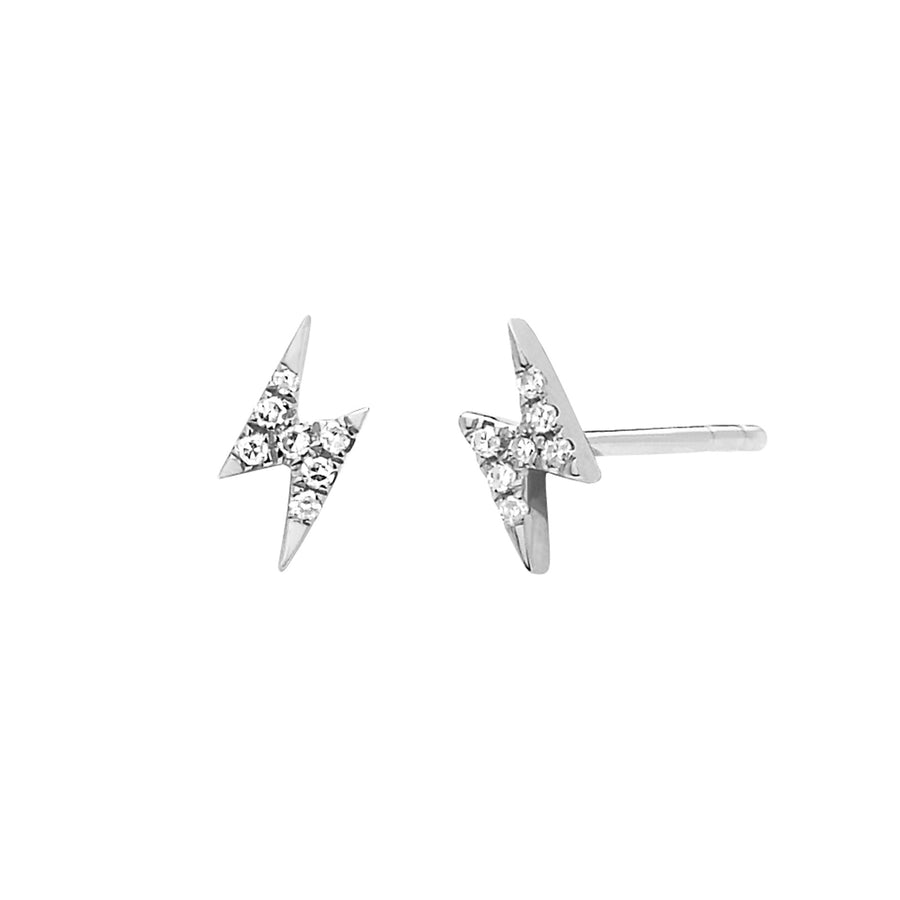 EF Collection Mini Lightning Bolt Studs - White Gold - Earrings - Broken English Jewelry