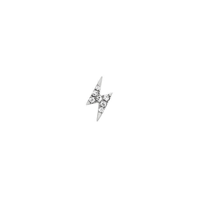 EF Collection Mini Lightning Bolt Stud - White Gold - Earrings - Broken English Jewelry