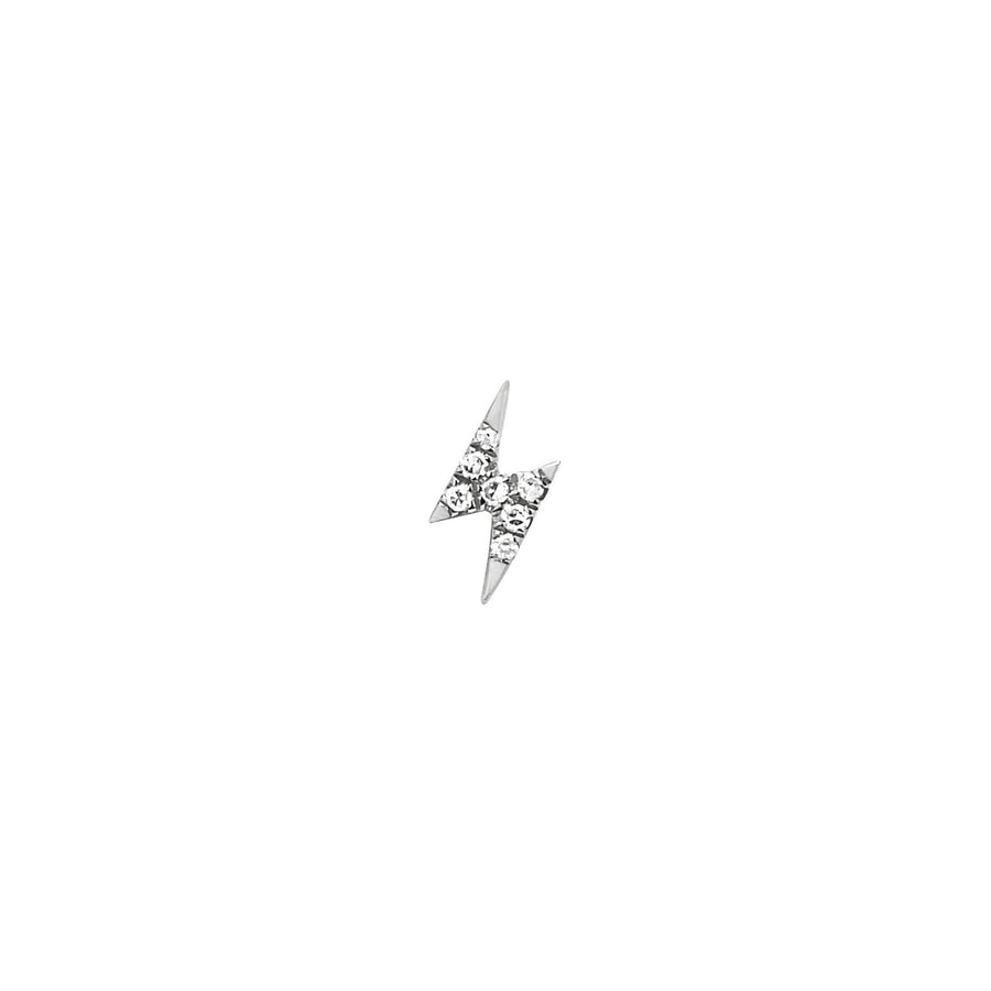 EF Collection Mini Lightning Bolt Stud - White Gold - Earrings - Broken English Jewelry