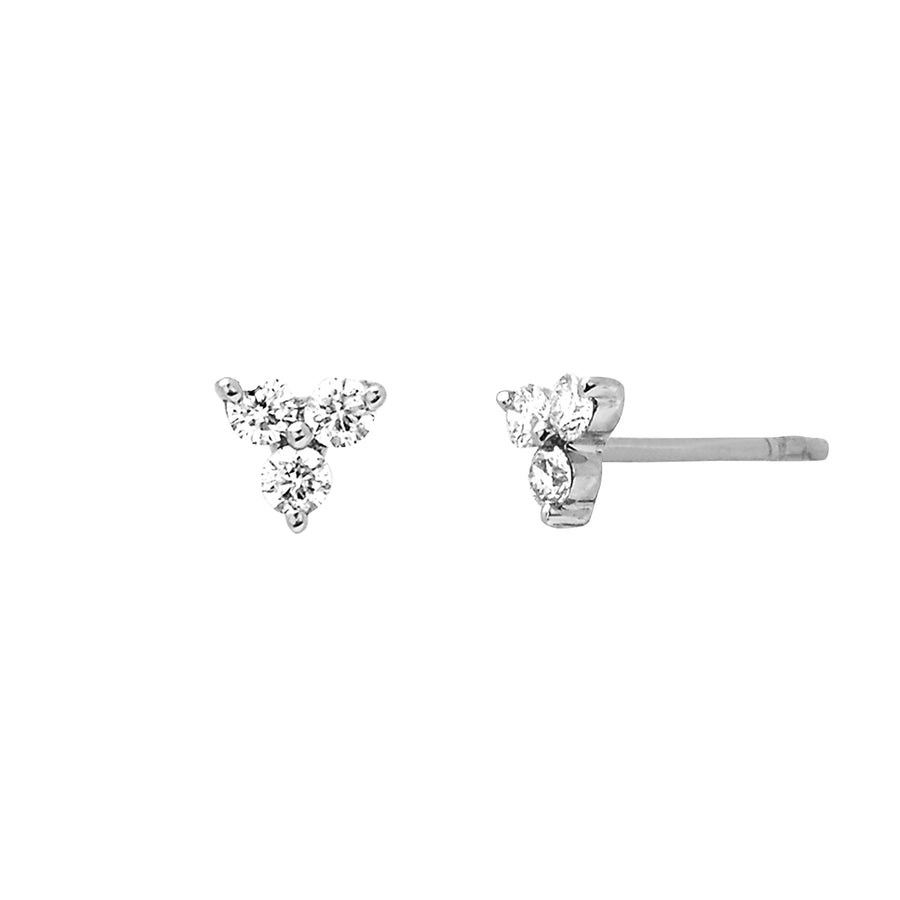 EF Collection Trio Studs - White Gold - Earrings - Broken English Jewelry