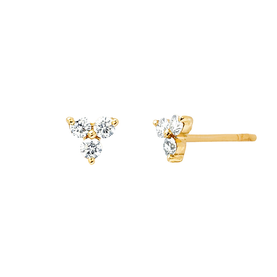 EF Collection Trio Studs - Yellow Gold - Earrings - Broken English Jewelry
