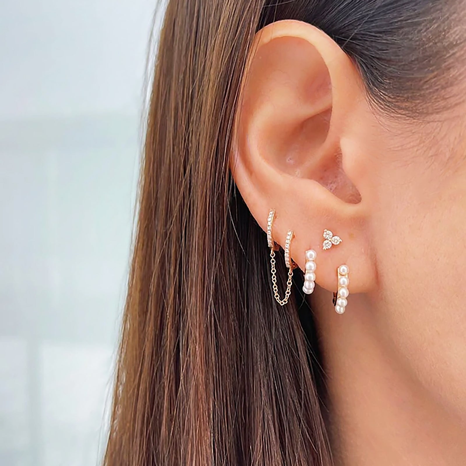 EF Collection Trio Studs - Yellow Gold - Earrings - Broken English Jewelry