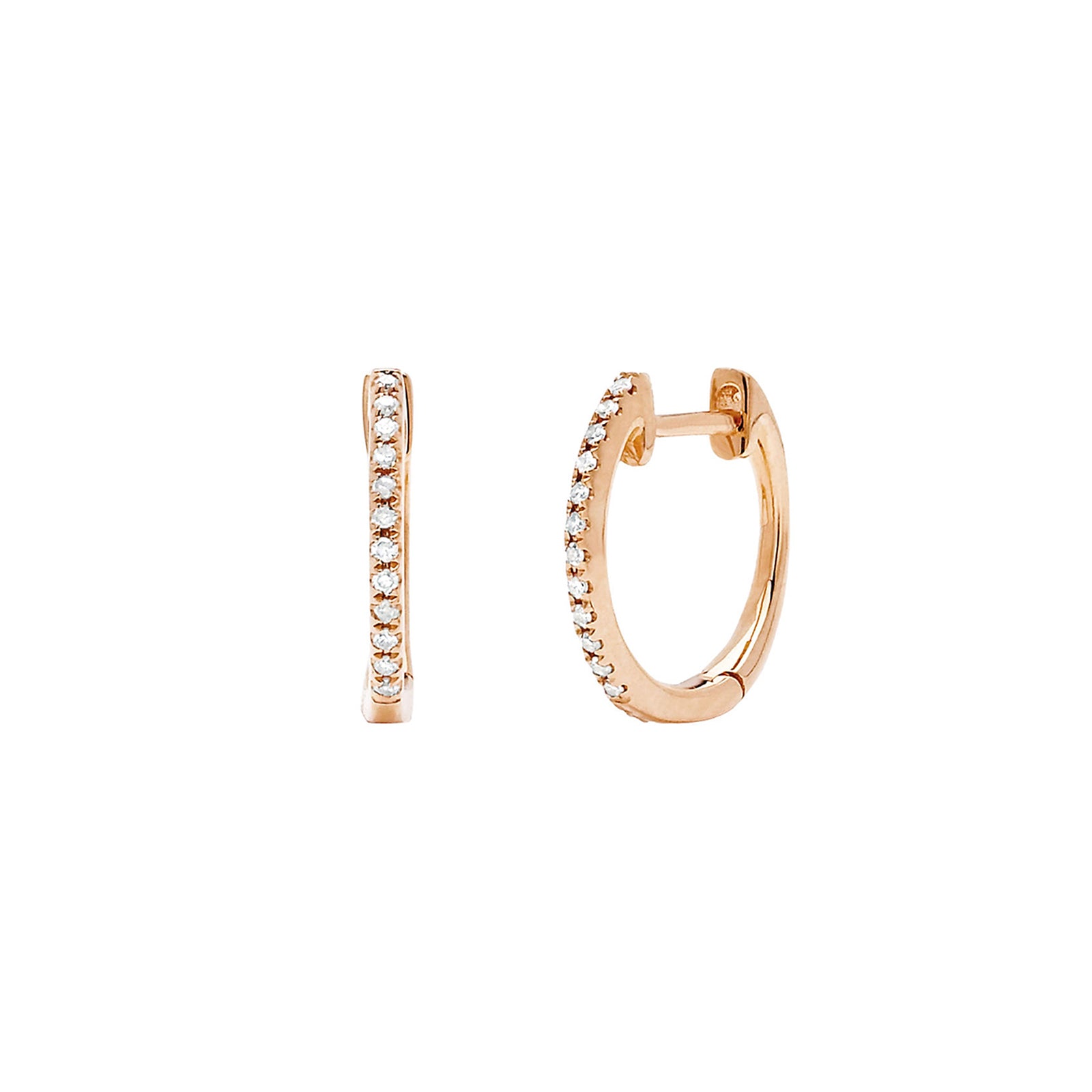 EF Collection Mini Diamond Huggies - Rose Gold - Earrings - Broken English Jewelry