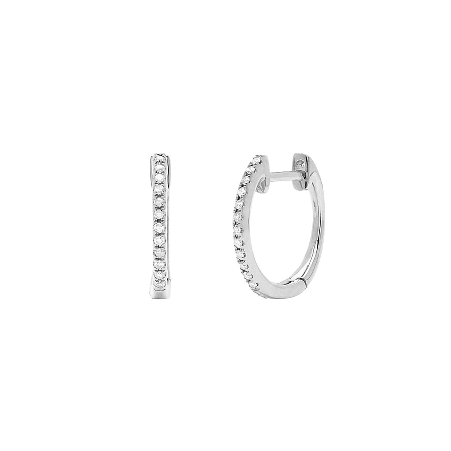 EF Collection Mini Diamond Huggies - White Gold - Earrings - Broken English Jewelry