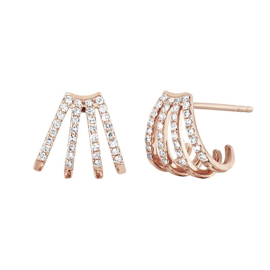 EF Collection Multi Diamond Huggies - Rose Gold - Earrings - Broken English Jewelry