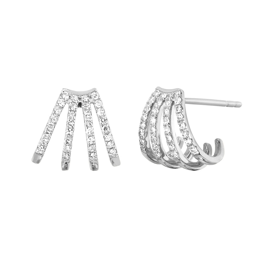 EF Collection Multi Diamond Huggies - White Gold - Earrings - Broken English Jewelry