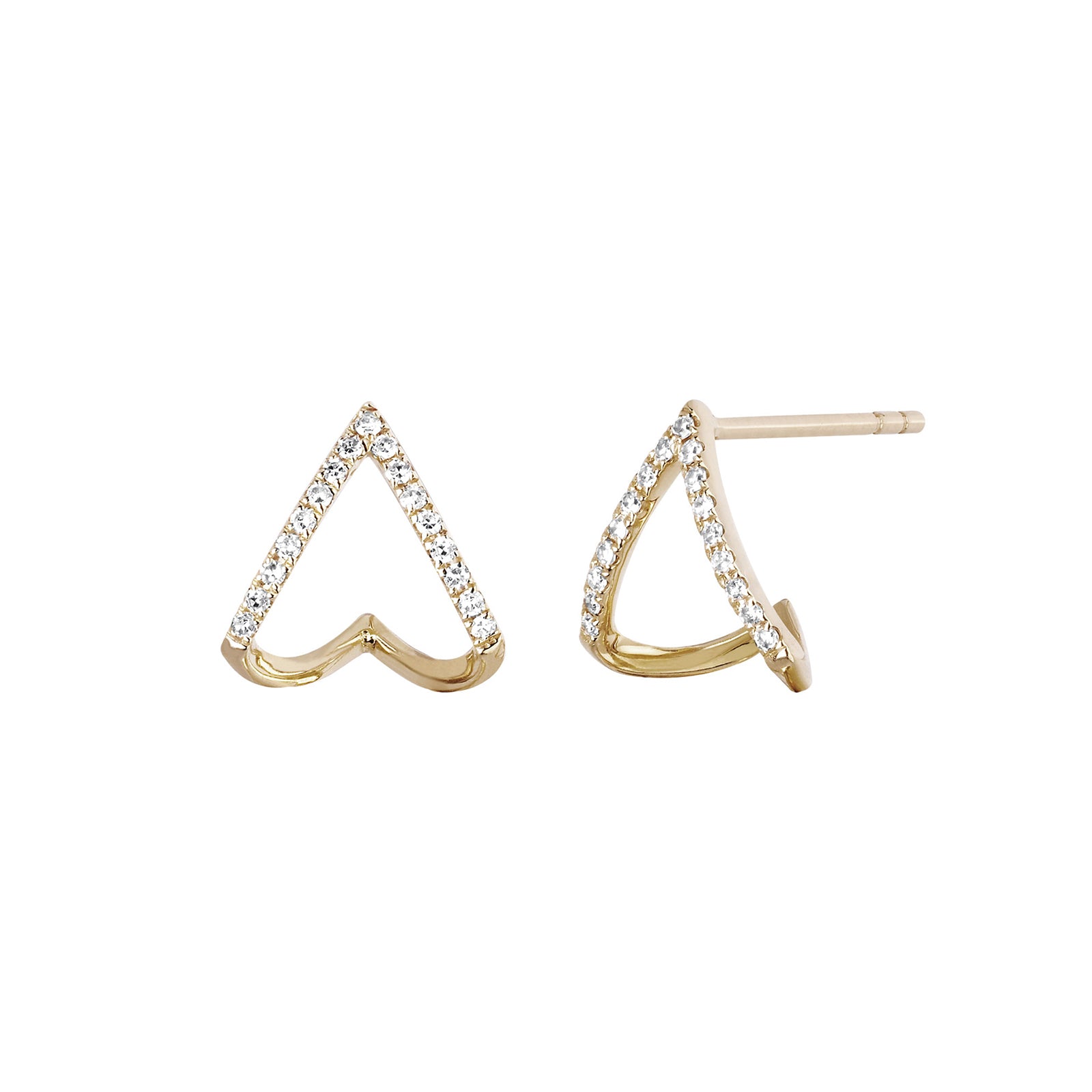 EF Collection Chevron Diamond Huggies - Yellow Gold - Broken English Jewelry