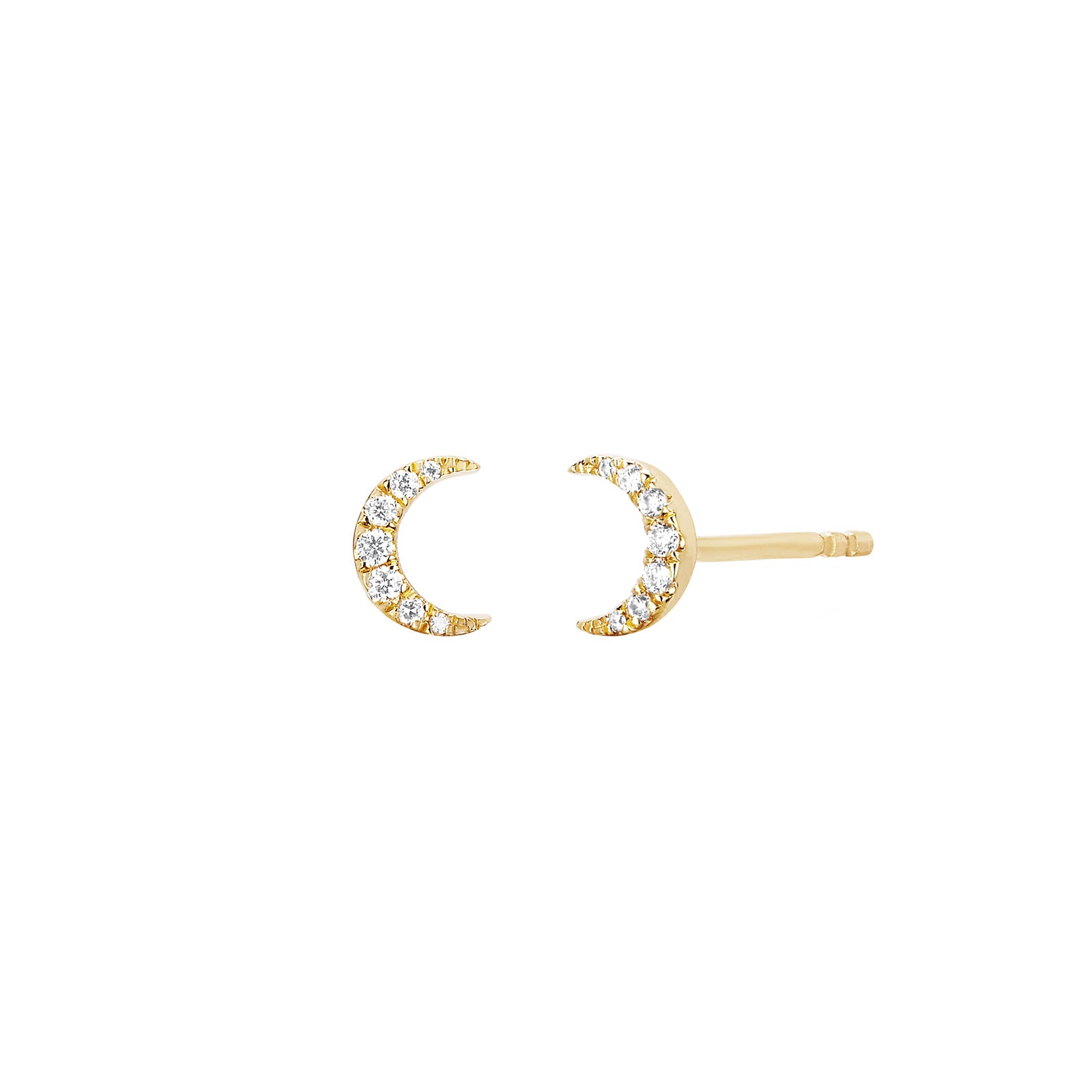 EF Collection Mini Moon Diamond Studs - Yellow Gold - Earrings - Broken English Jewelry
